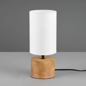 Reality Leuchten Lampada tavolo Woody legno/stoffa cilindro, bianco