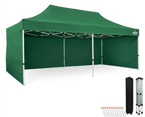 Tenda da giardino 3x6, gazebo pieghevole impermeabile 330 g/m², struttura in acciaio + 3 pareti