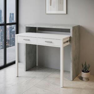FORES HABITAT Scrittoio estraibile Moderno Dimensioni 36x99x88 cm colore Bianco/Cemento