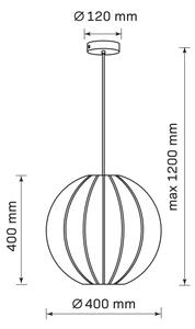 Lampadario a sospensione con filo SENSAI 1xE27/20W/230V diametro 40 cm nero