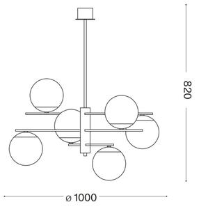 Ideal Lux - Lampadario a sospensione con supporto rigido GOURMET 6xE14/28W/230V diametro 100 cm oro