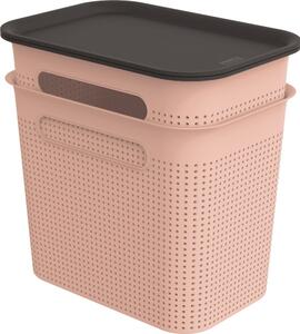 Set di 2 contenitori in plastica rosa chiaro con coperchio 18,5x27x26 cm Brisen - Rotho