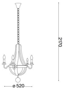 Ideal Lux - Lampadario a sospensione con catena MILLENNIUM 5xE14/40W/230V diametro 52 cm marrone