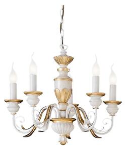 Ideal Lux - Lampadario a sospensione con catena FIRENZE 5xE14/40W/230V diametro 55 cm bianco/oro