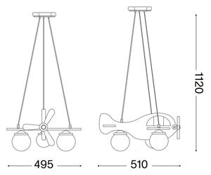 Ideal Lux - Lampadario a sospensione per bambini AVION 3xE14/28W/230V blu