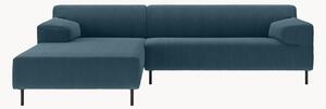 Divano angolare in velluto a coste blu navy/nero freistil180