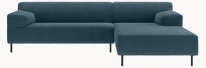 Divano angolare in velluto a coste blu navy/nero freistil180