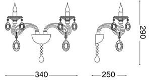 Ideal Lux - cristallo muro lampada NEGRESCO 2xE14/28W/230V oro