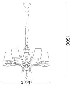 Ideal Lux - Lampadario a sospensione con catena PEGASO 5xE14/28W/230V diametro 72 cm oro
