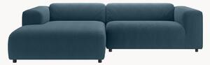 Divano angolare in velluto a coste blu navy freistil187
