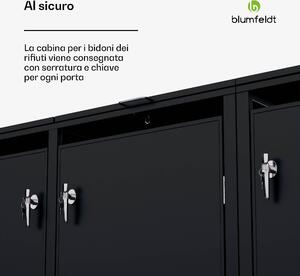 Blumfeldt BinSafe - Cassetta per 3 bidoni dei rifiuti 240 L, resistente alle intemperie, con lucchetto, in acciaio galvanizzato