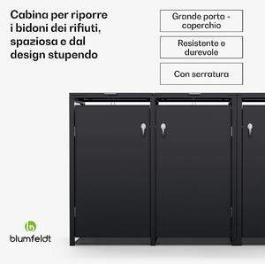 Blumfeldt BinSafe - Cassetta per 3 bidoni dei rifiuti 240 L, resistente alle intemperie, con lucchetto, in acciaio galvanizzato