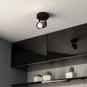 EGLO Faretto da soffitto Cayuca, decoro nero/legno, a 1 luce