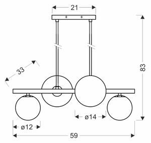 Lampadario a sospensione con filo KAMA 4xG9/28W/230V nero/fumé nero
