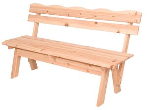 Panchina da giardino in legno massello a 3 posti con schienale - 150 x 62 cm - Panchina in legno resistente alle intemperie con portata di 200 kg