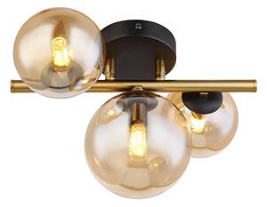 Globo Plafoniera Riha LED, ambra, lunghezza 28,5 cm, a 3 luci, vetro