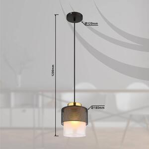 Globo Lampada a sospensione Olga, Ø 18 cm, nero, metallo/vetro