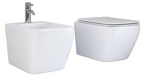 Coppia di Sanitari WC e Bidet Sospesi in Ceramica Bonussi Nereo