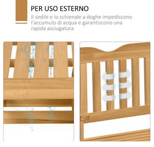 Outsunny Panchina da Giardino a Dondolo 2 Posti, Braccioli, in Legno di Abete, 132x51x95.5cm, Stile Naturale - Colore Legno