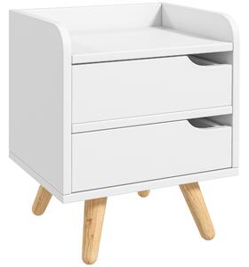 HOMCOM Comodino con 2 cassetti gambe mobiletto cucina in pino mobile per camera da letto soggiorno bianco 33 x 28 x 42cm