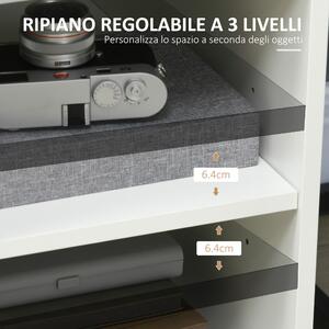 HOMCOM Mobiletto Porta Stampante con Ripiani Aperti e Armadietto in Legno, 60x50x65.5cm, Bianco