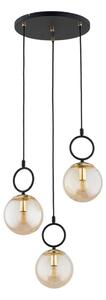 Lampadario a sospensione con filo LISTER 3xE14/10W/230V nero/fumé beige