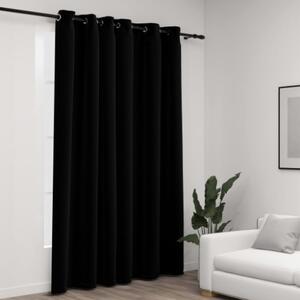 Tenda a occhielli con fiori Nera 245 x 135 cm