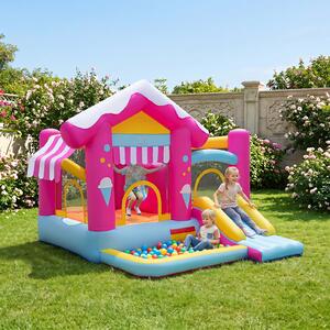 Costway Castello gonfiabile per bambini per interno ed esterno con ostacolo scivolo, Casa gonfiabile per bambini 3-12 anni