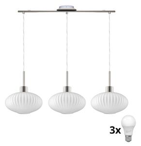 Lampadario LED su cavi HARMA 3xE27/60W/230V cromo opaco/bianco