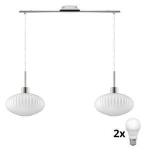 Lampadario LED a cavo HARMA 2xE27/60W/230V cromo opaco/bianco