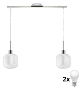 Lampadario LED a sospensione con cavo HARMA 2xE27/60W/230V, cromo opaco/bianco