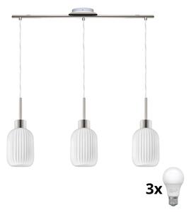 Lampadario a sospensione LED su cavo HARMA 3xE27/60W/230V cromo opaco/bianco
