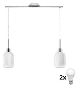 Lampadario LED sospeso su cavo HARMA 2xE27/60W/230V, cromo opaco/bianco