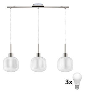Lampadario LED su cavo HARMA 3xE27/60W/230V cromo satinato/bianco