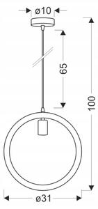 Lampadario a cavo KOLO 1xE27/40W/230V beige/nero
