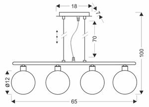 Lampadario a sospensione con cavo SOMUL 4xG9/20W/230V nero fumé
