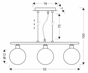 Lampadario a sospensione su cavo SOMUL 3xG9/20W/230V nero fumé