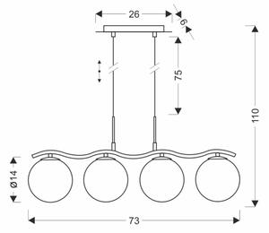 Lampadario sospeso con cavo LUMOS 4xG9/20W/230V nero fumé