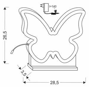Lampada da scrivania per bambini a LED BUTTERFLY LED/14W/230V rosa