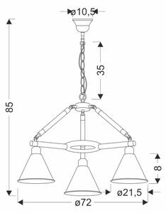 Lampadario a catena NEGRU 3xE27/40W/230V nero/marrone