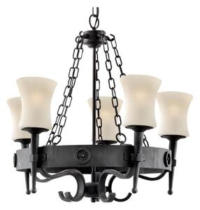 Searchlight 0815-5BK - Lampadario a catena CARTWHEEL 5xE27/60W/230V, nero