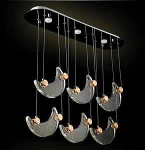 Lampada a sospensione LED 1668-6 80*20 cm H 130 cm Cristalli di luna Telecomando Colore della luce regolabile A+