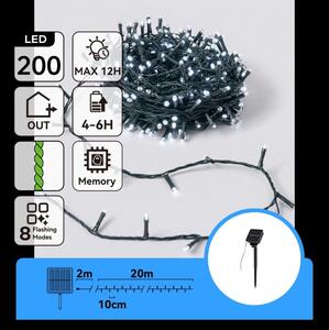 Aigostar - Catena luminosa solare LED per Natale 200 LED/8 funzioni 22 m IP65 bianco freddo 800 mAh