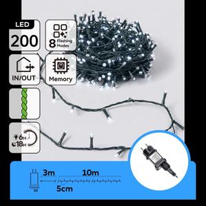 Aigostar - Catena LED natalizia da esterno 200xLED/8 funzioni 13m IP44 bianco freddo