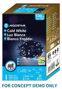 Aigostar - Catena luminosa solare LED per Natale 200 LED/8 funzioni 22 m IP65 bianco freddo 800 mAh