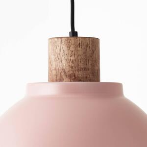 Brilliant Lampada a sospensione Erena con legno, rosa chiaro