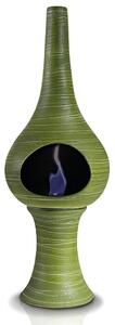 Camino a Bioetanolo da Pavimento in Ceramica 35x95 cm Ferazzoli Flute Verde Millerighe