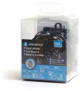 Aigostar - Catena LED esterna 150 LED, 8 funzioni, 15,3m, IP44, bianco freddo