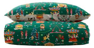 Set copripiumino e federa da bambini verde in cotone per letto matrimoniale 200x200 cm Christmas Fairground – Belle & Boo