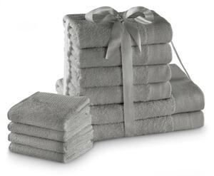 Set di asciugamani per viso e corpo tipo terry grigi in cotone 10 pz Amari – Restilo